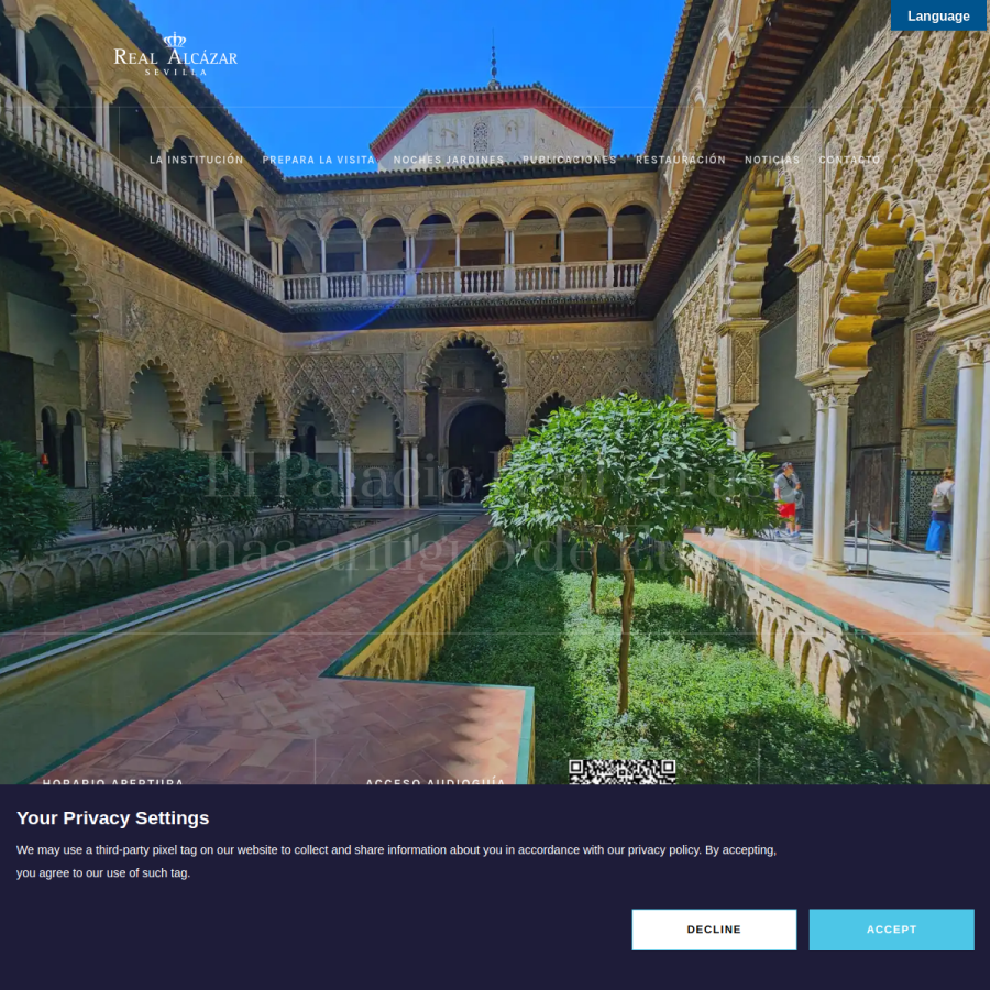 alcazarsevilla.org homepage screenshot
