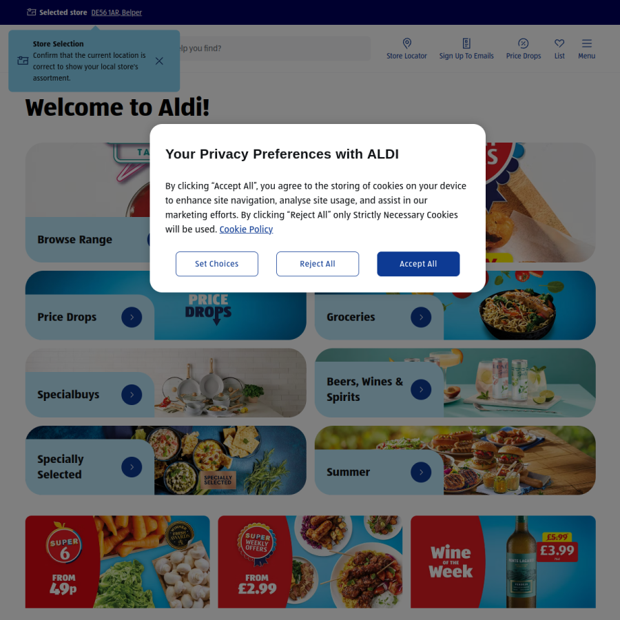 aldi.co.uk homepage screenshot