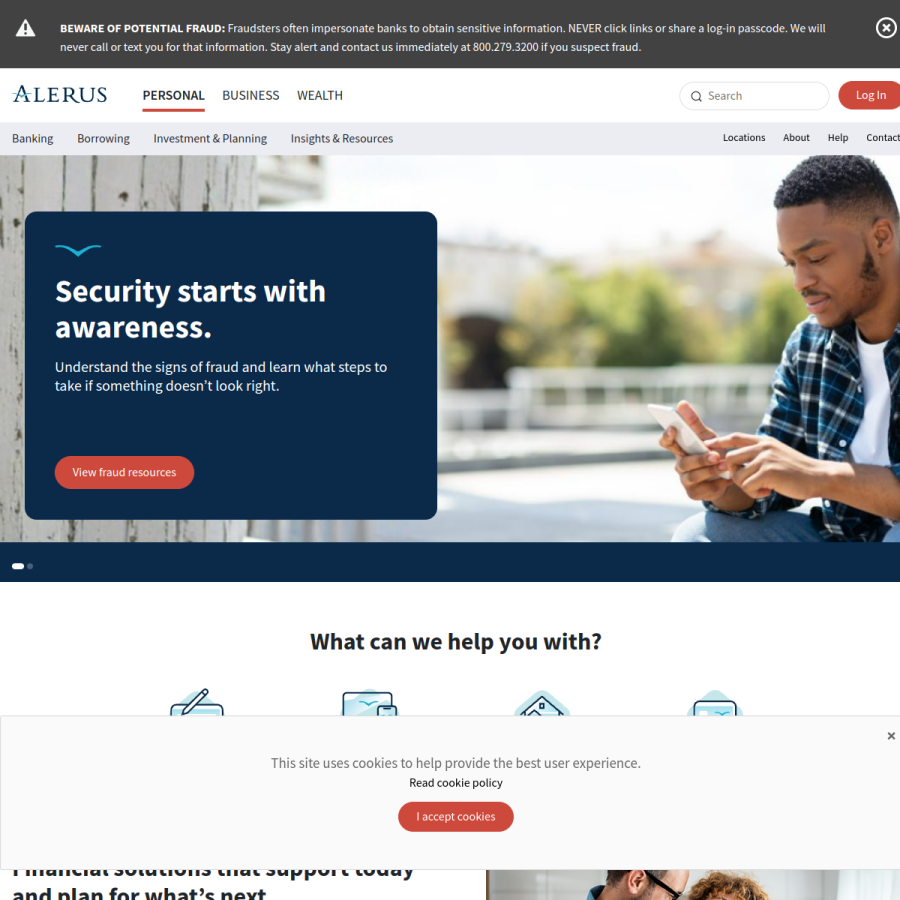 alerus.com homepage screenshot