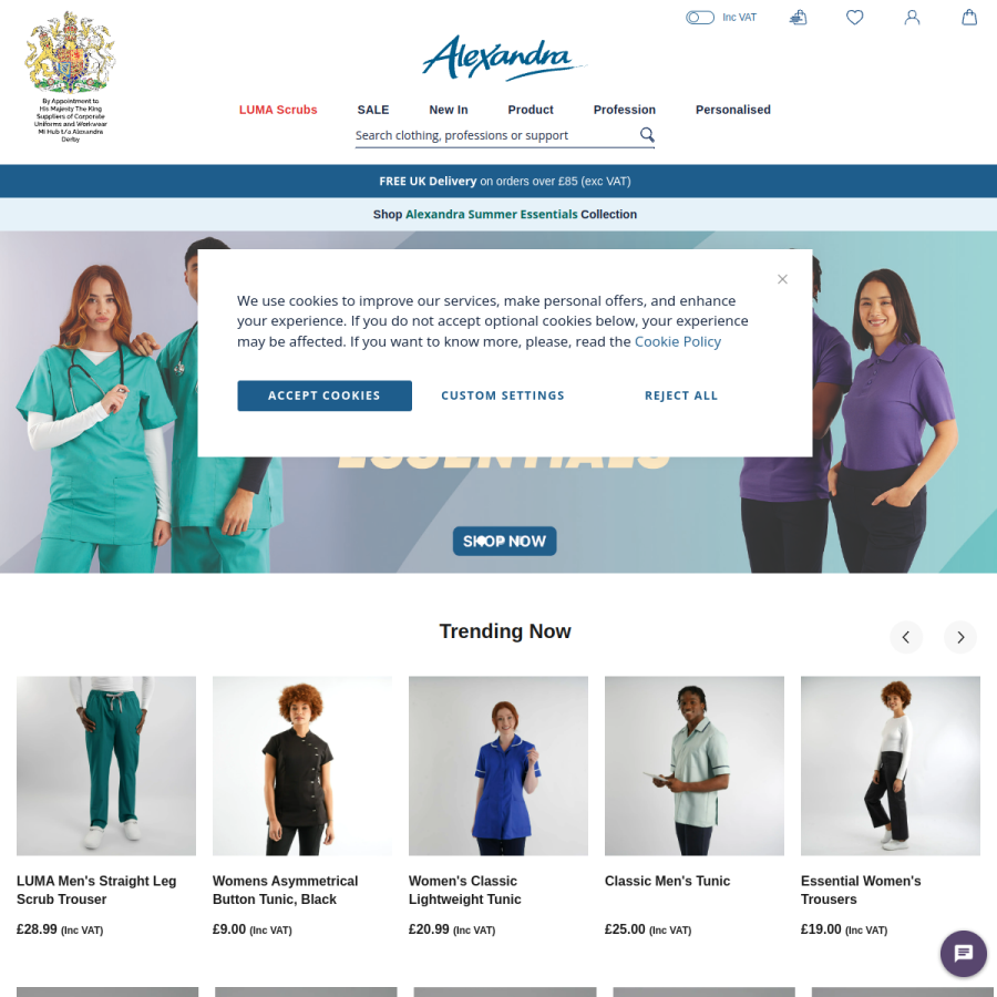 alexandra.co.uk homepage screenshot