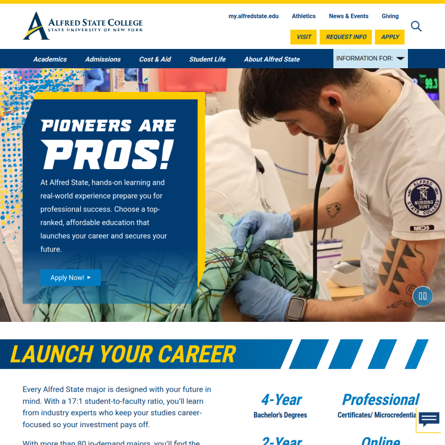 alfredstate.edu homepage screenshot