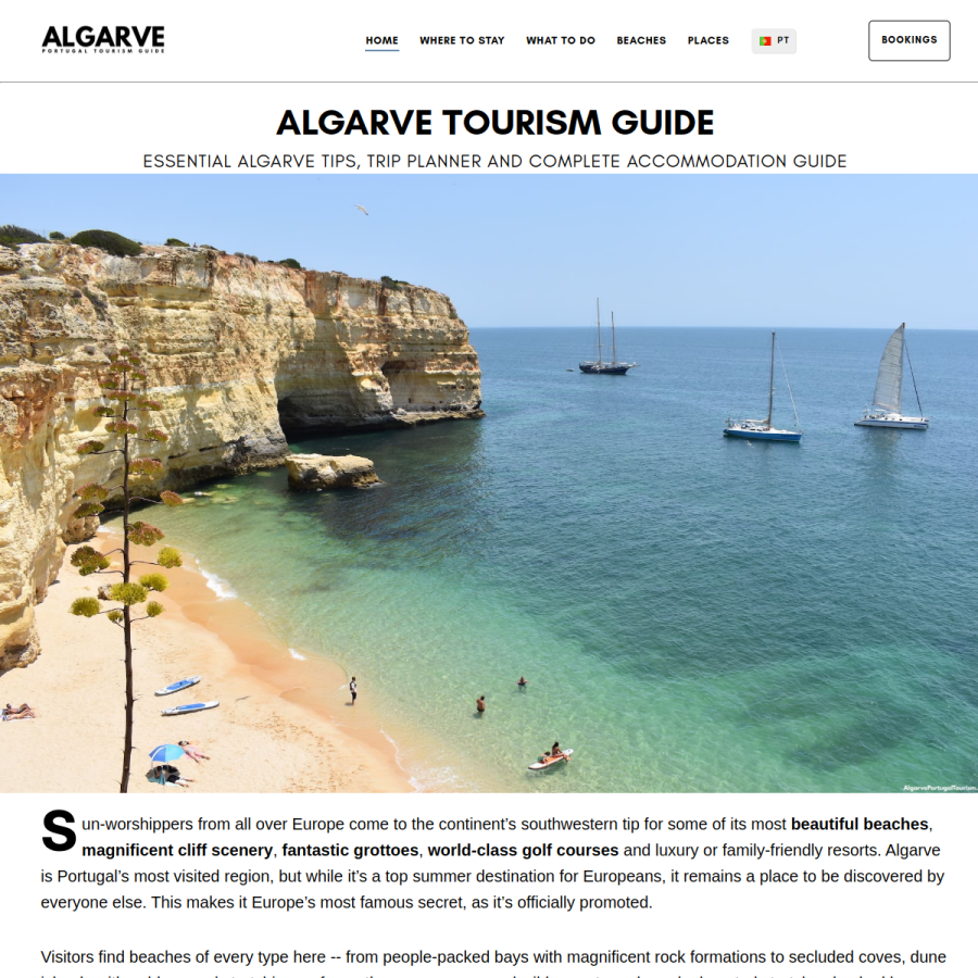 algarveportugaltourism.com homepage screenshot