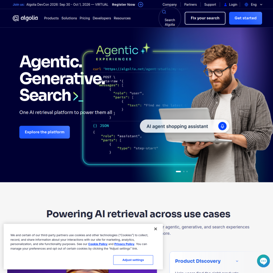 algolia.com homepage screenshot