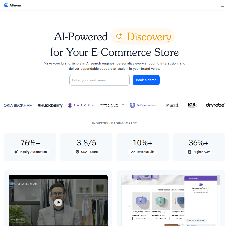 alhena.ai homepage screenshot