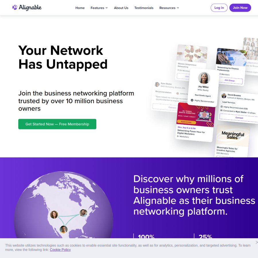 alignable.com homepage screenshot
