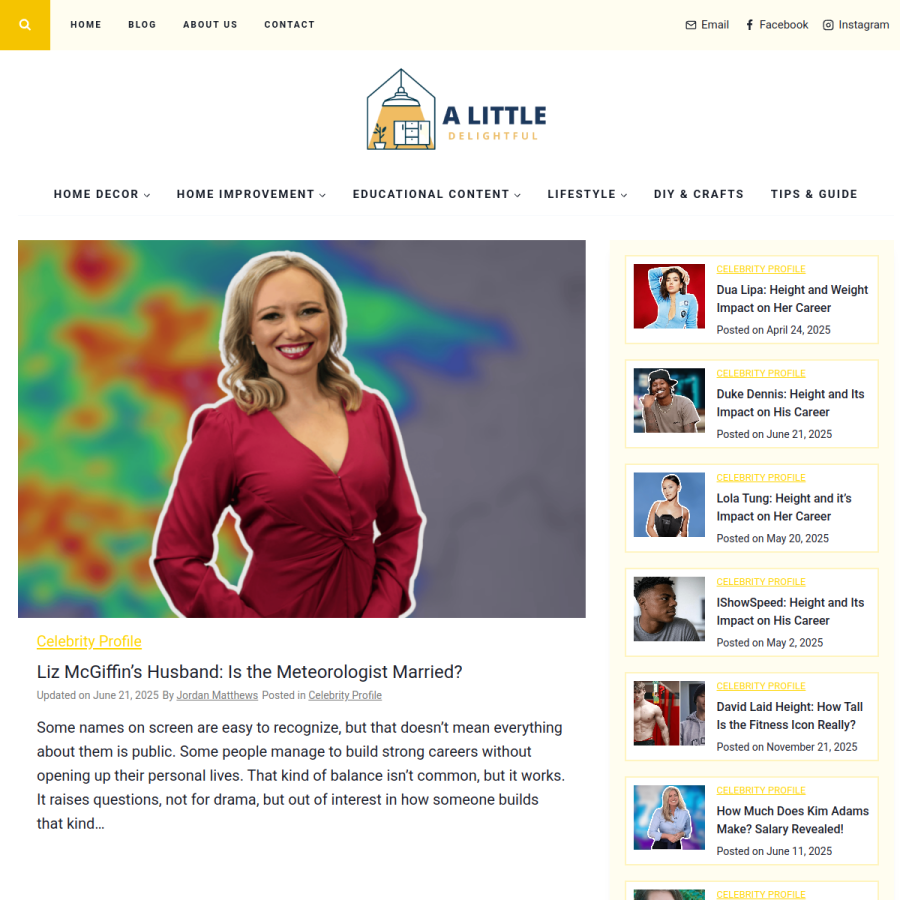 alittledelightful.com homepage screenshot