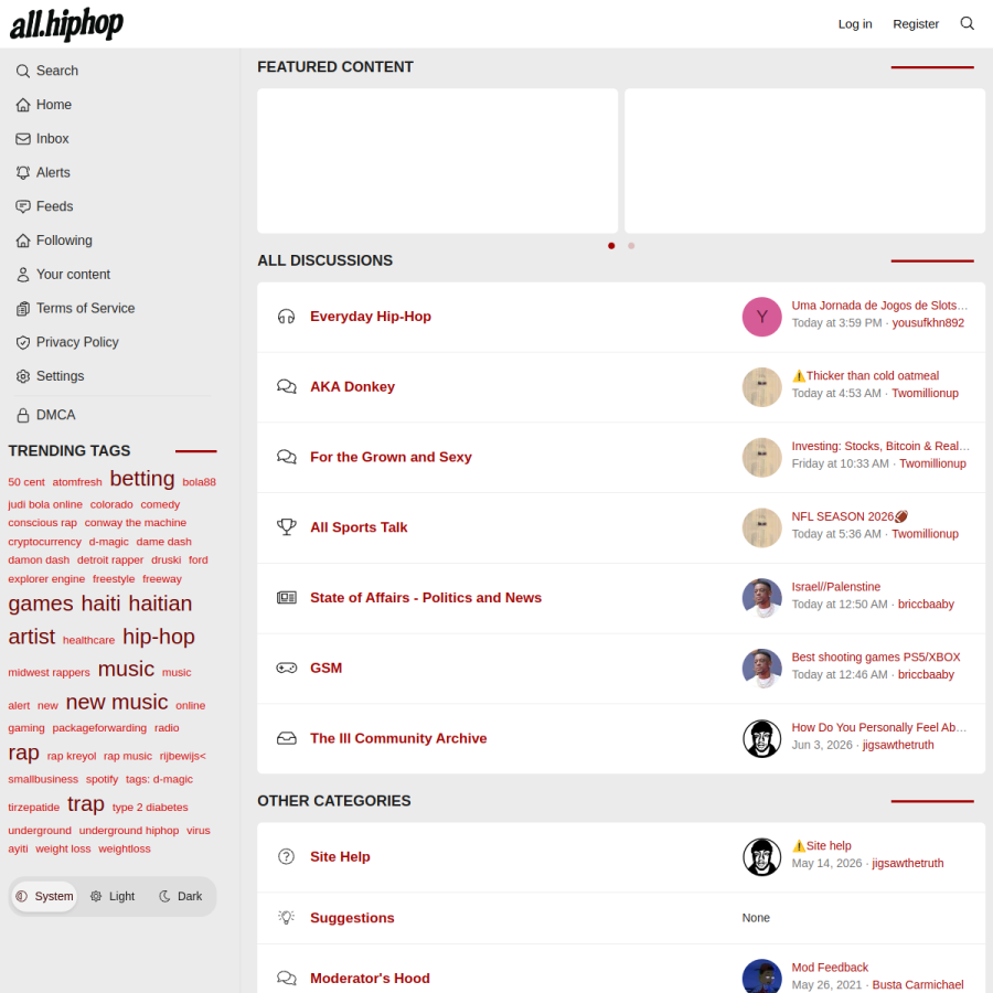 all.hiphop homepage screenshot