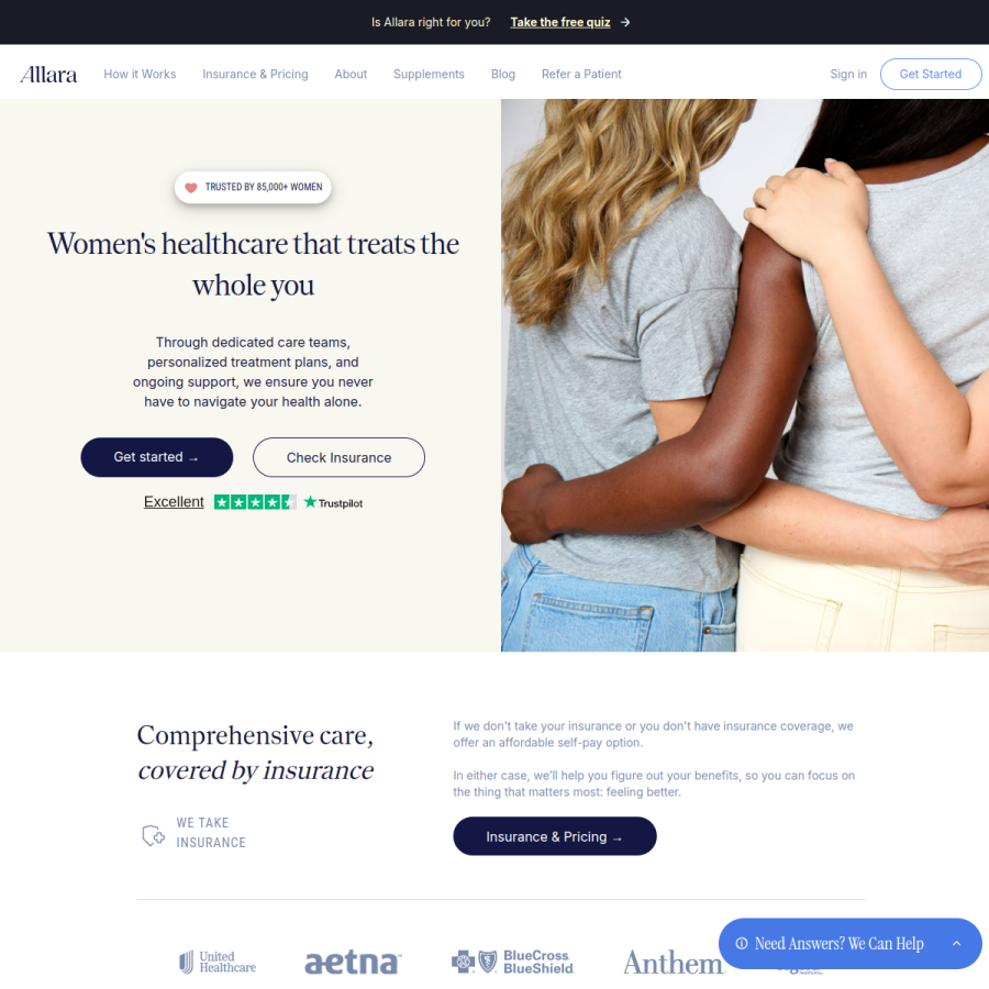 allarahealth.com homepage screenshot