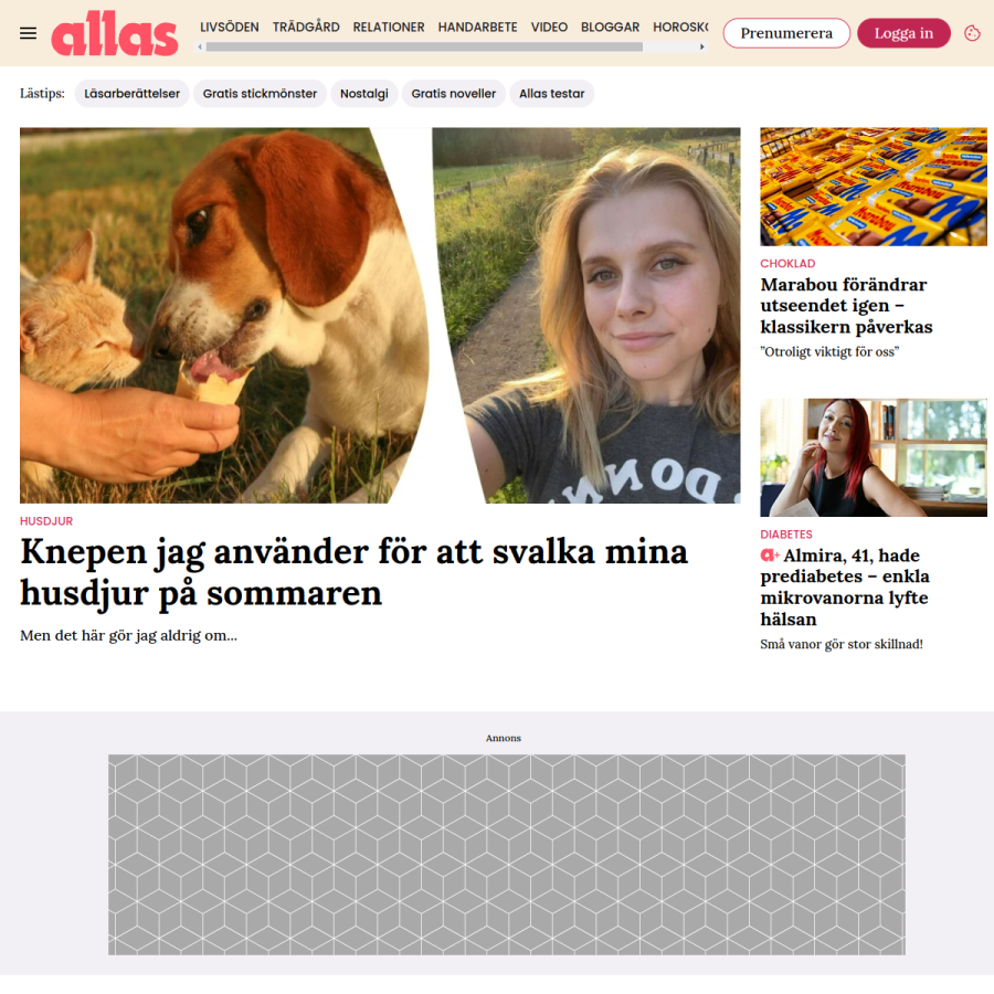 allas.se homepage screenshot