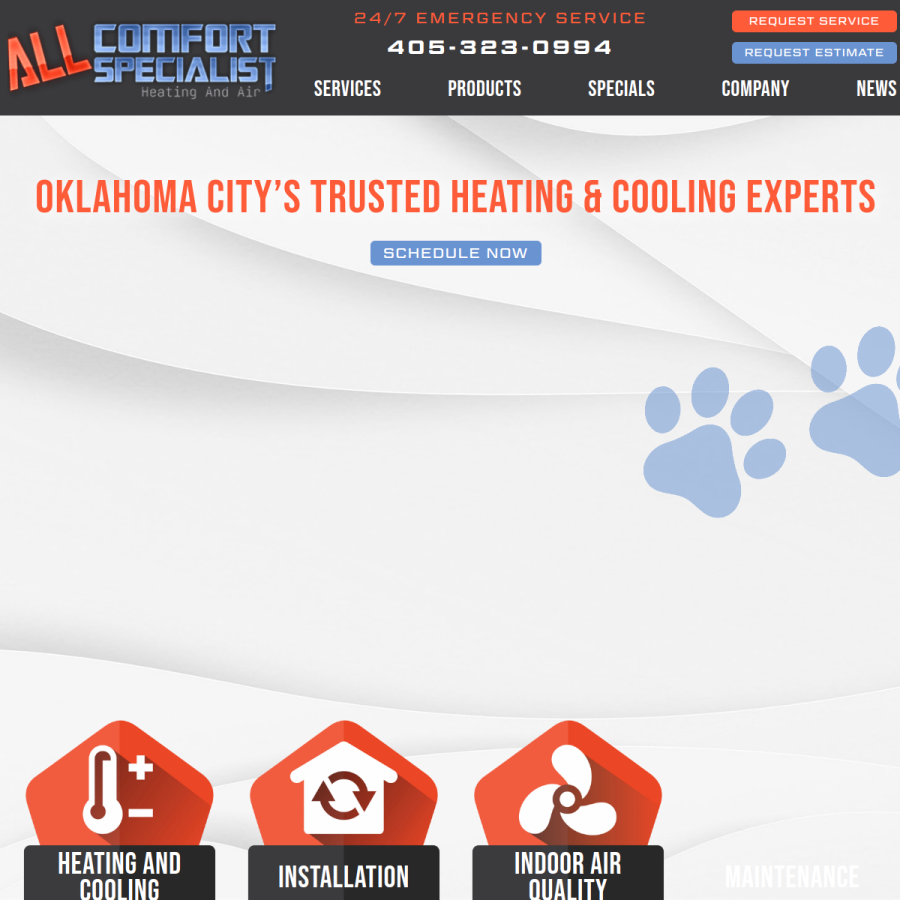 allcomfortheatandair.com homepage screenshot