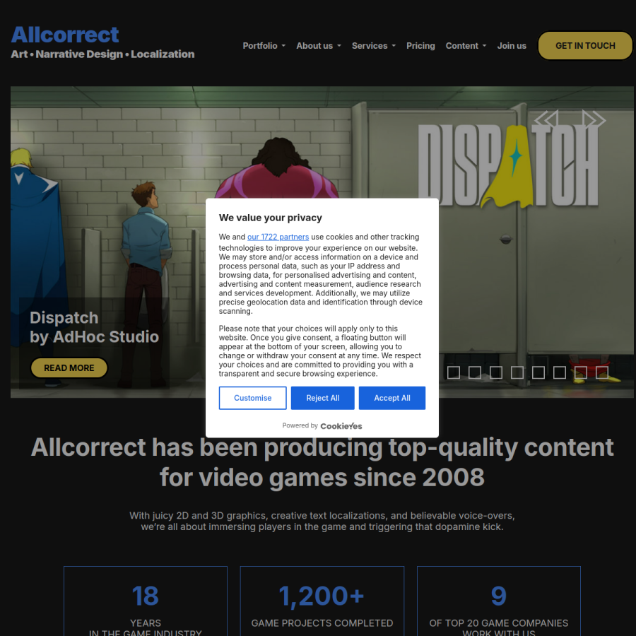 allcorrectgames.com homepage screenshot