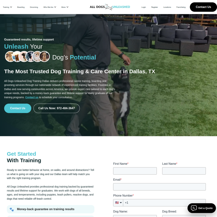alldogsunleashed.com homepage screenshot