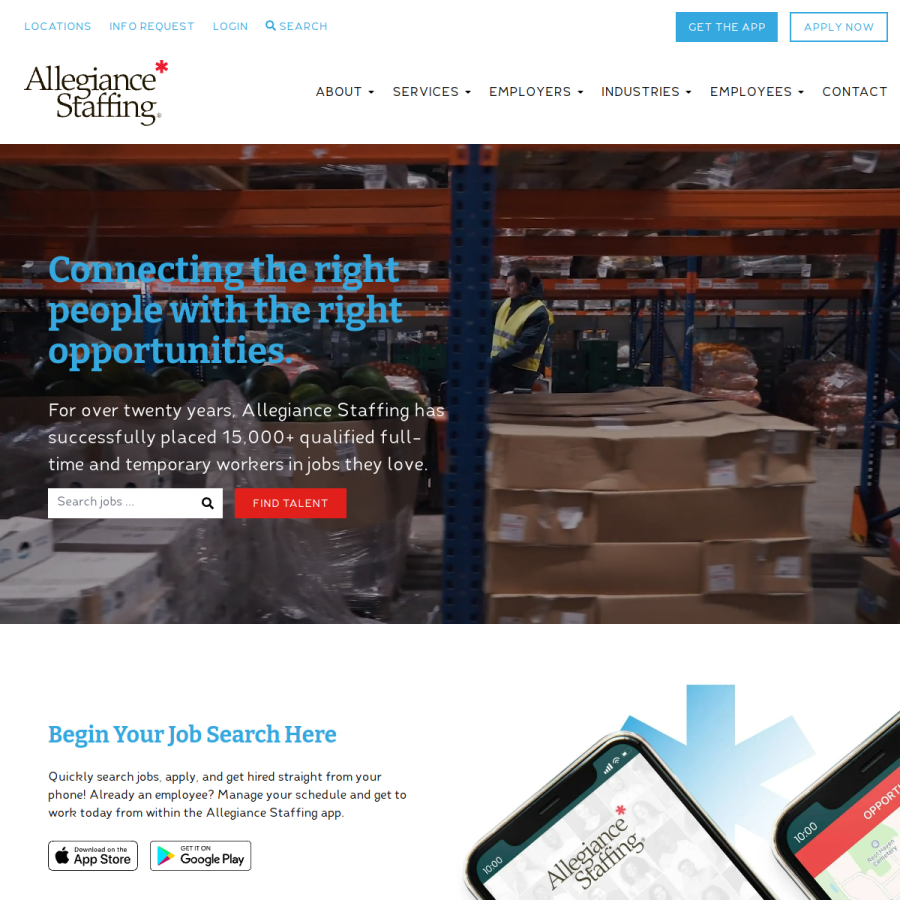 allegiancestaffing.com homepage screenshot