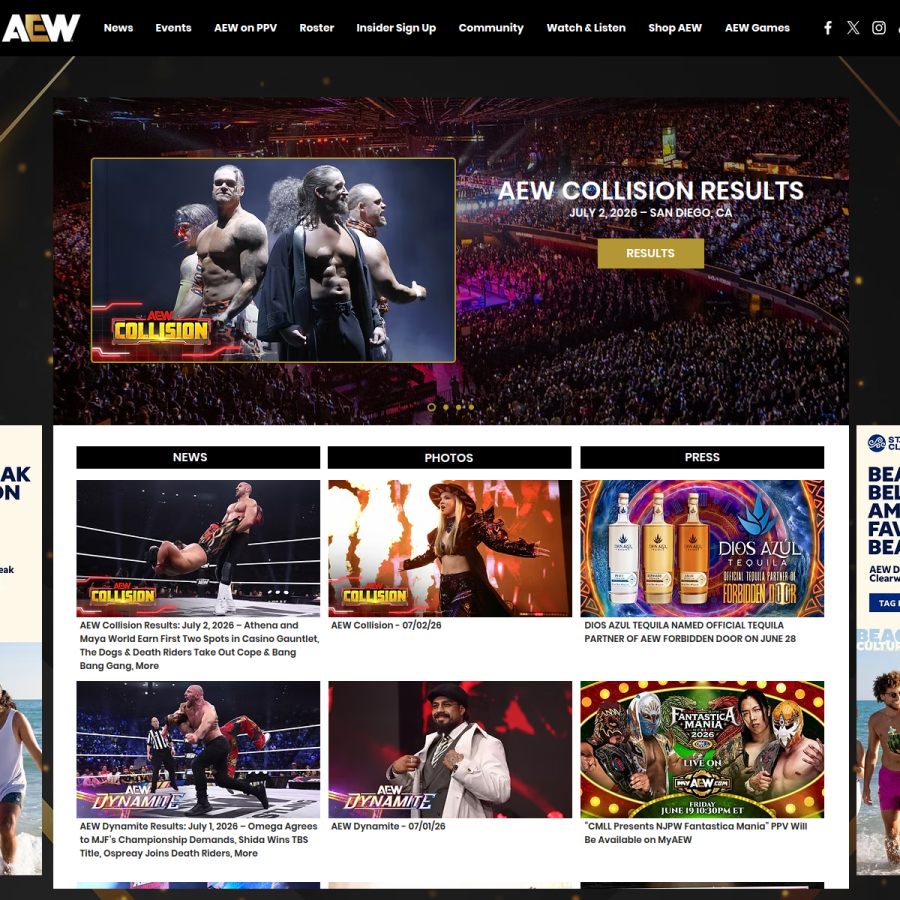 allelitewrestling.com homepage screenshot