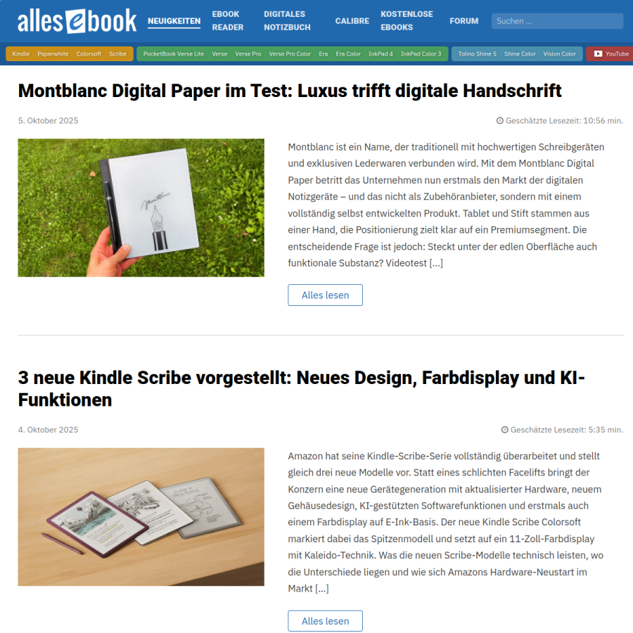 allesebook.de homepage screenshot