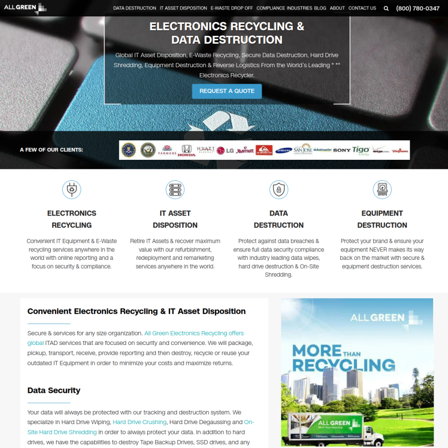 allgreenrecycling.com homepage screenshot