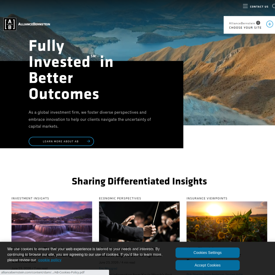 alliancebernstein.com homepage screenshot