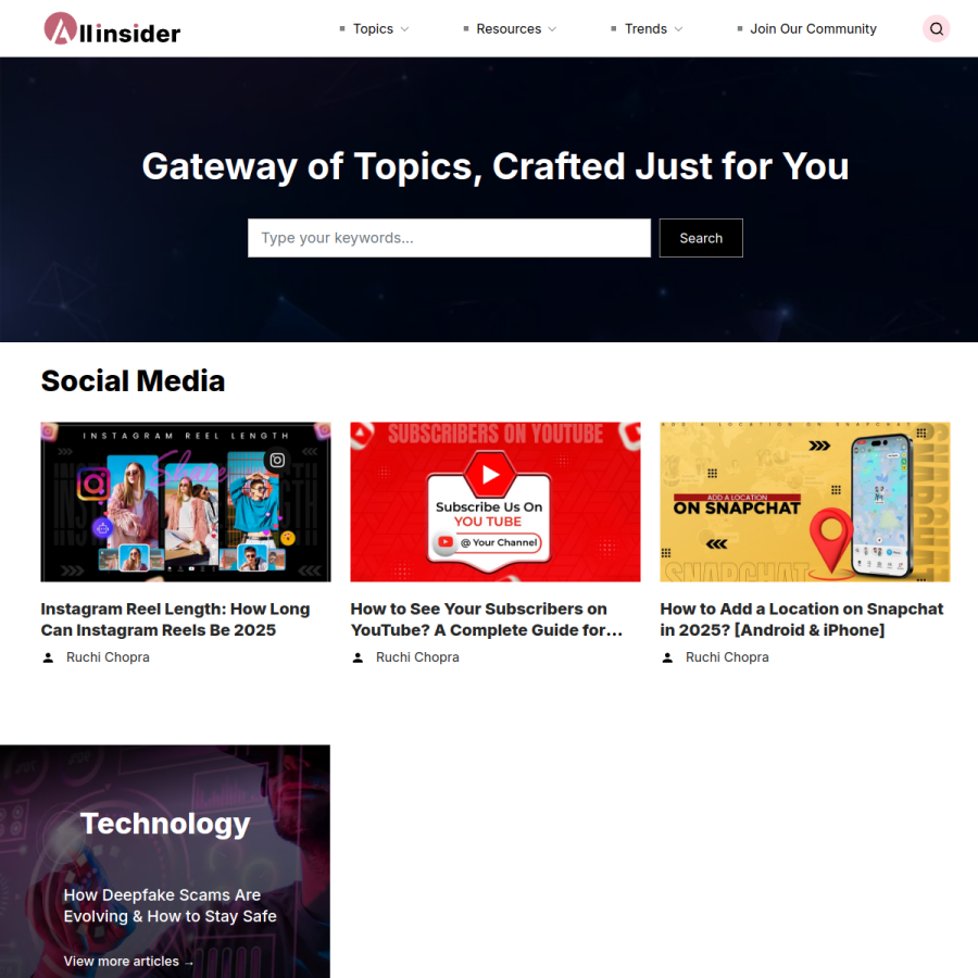 allinsider.net homepage screenshot