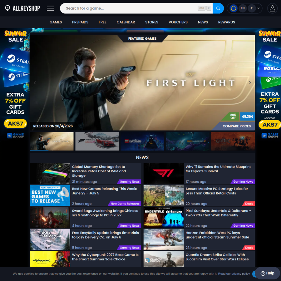 allkeyshop.com homepage screenshot