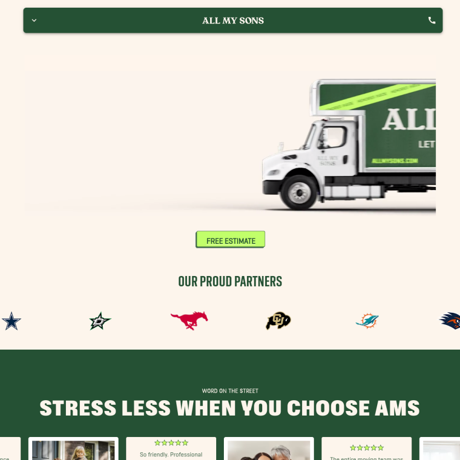 allmysons.com homepage screenshot