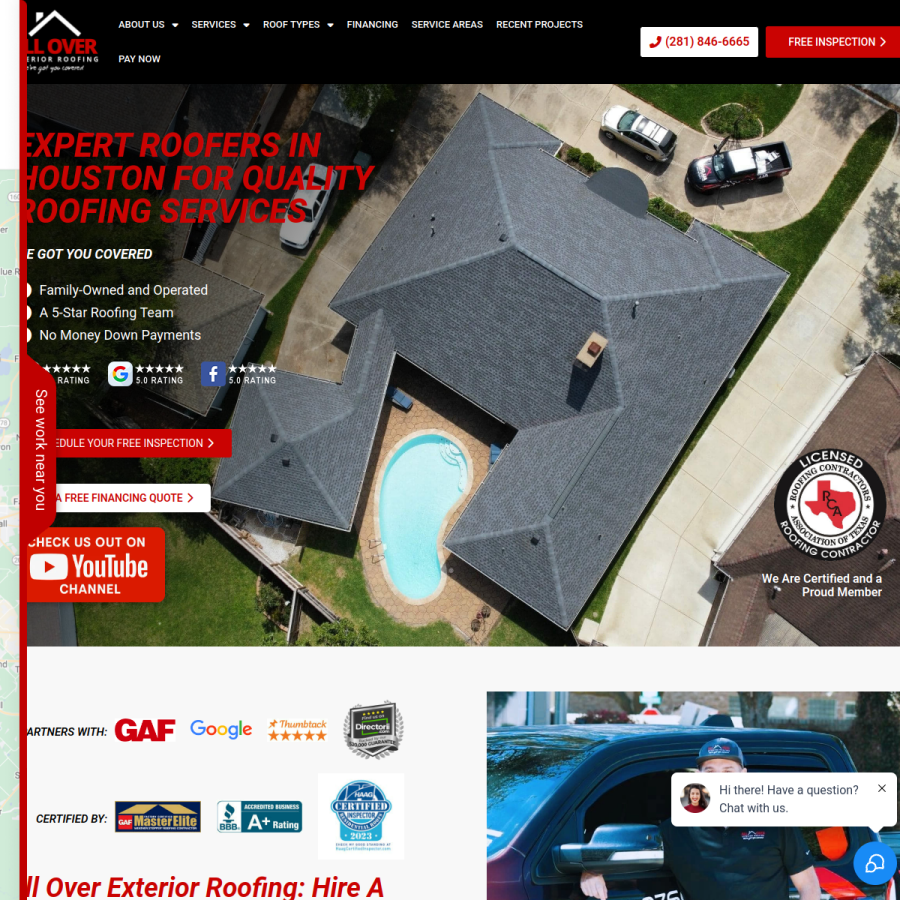 allovertxroofing.com homepage screenshot