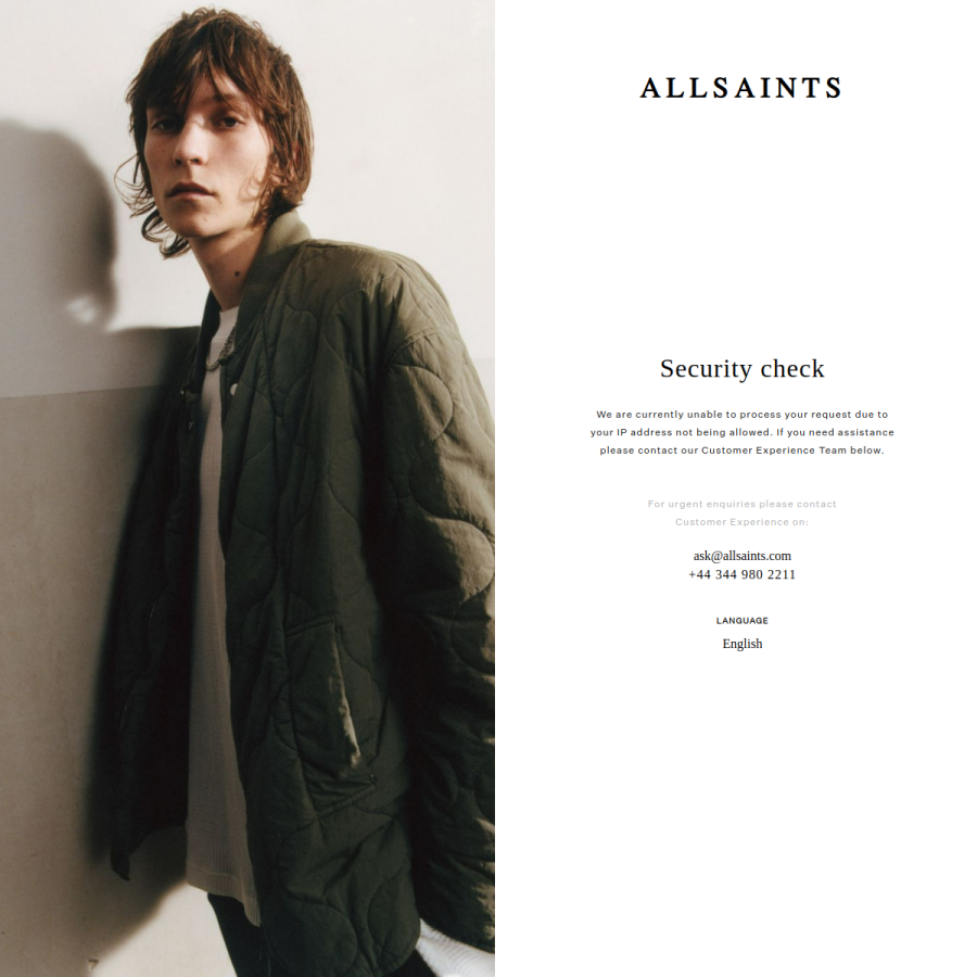 allsaints.com homepage screenshot
