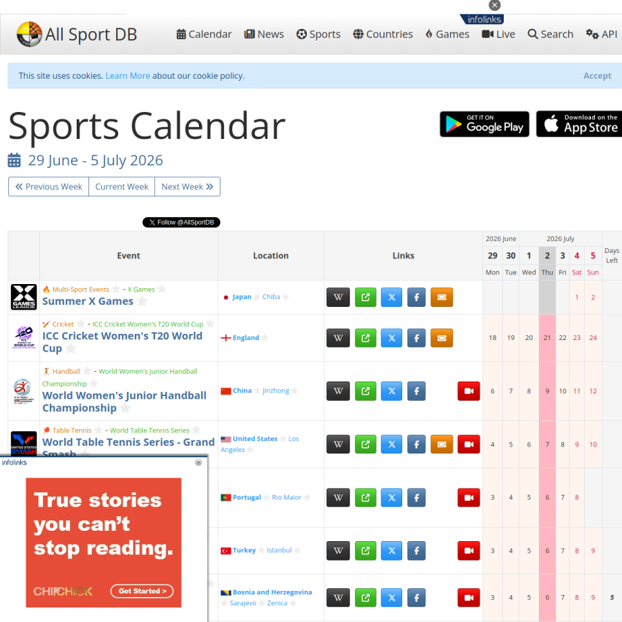 allsportdb.com homepage screenshot