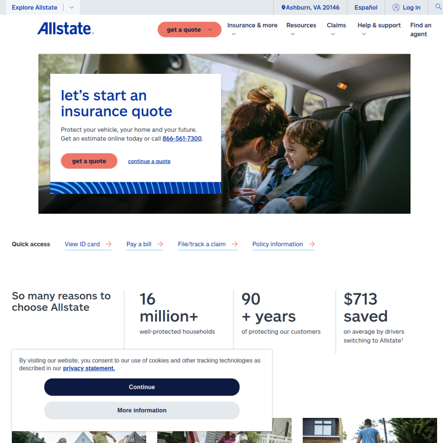 allstate.com homepage screenshot