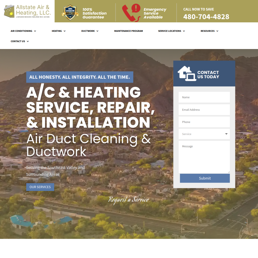 allstateairandheating.com homepage screenshot