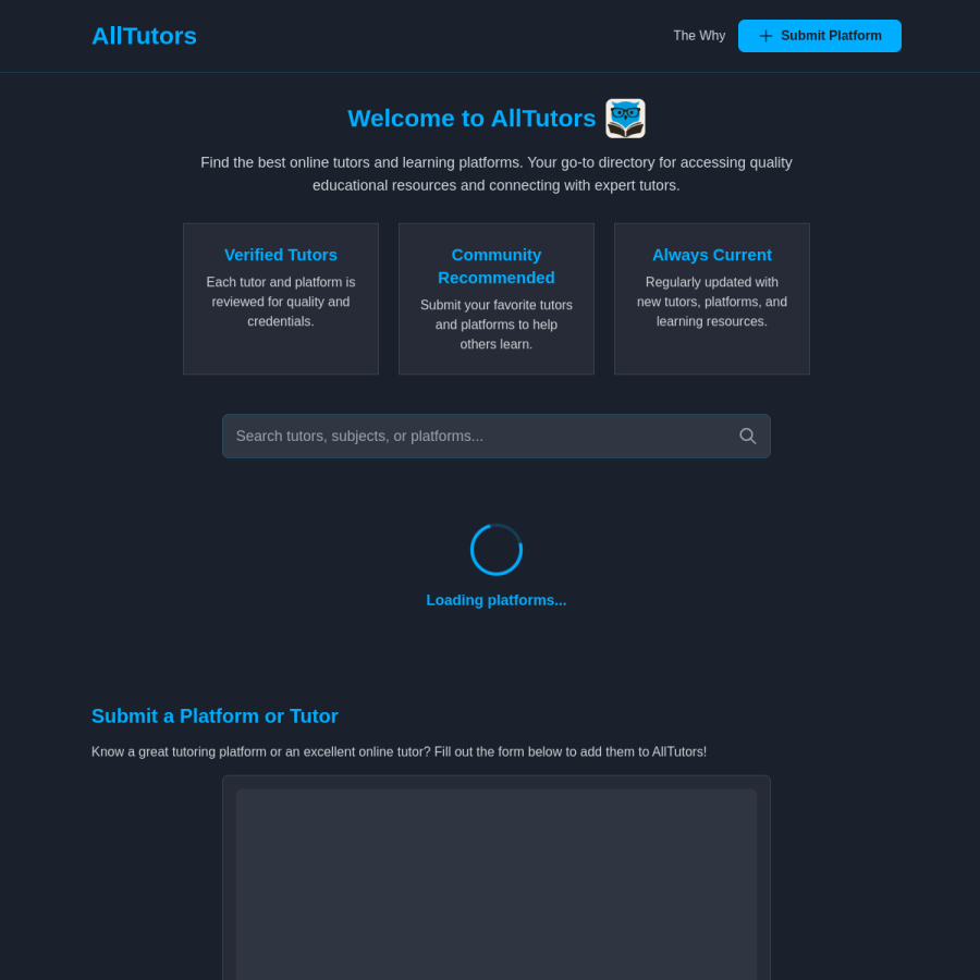 alltutors.org homepage screenshot