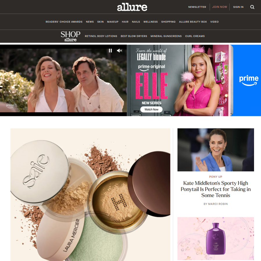 allure.com homepage screenshot