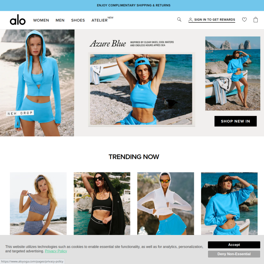 aloyoga.com homepage screenshot