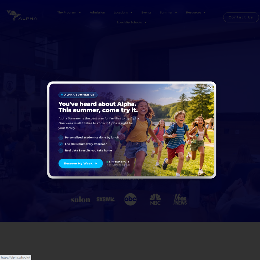 alpha.school homepage screenshot
