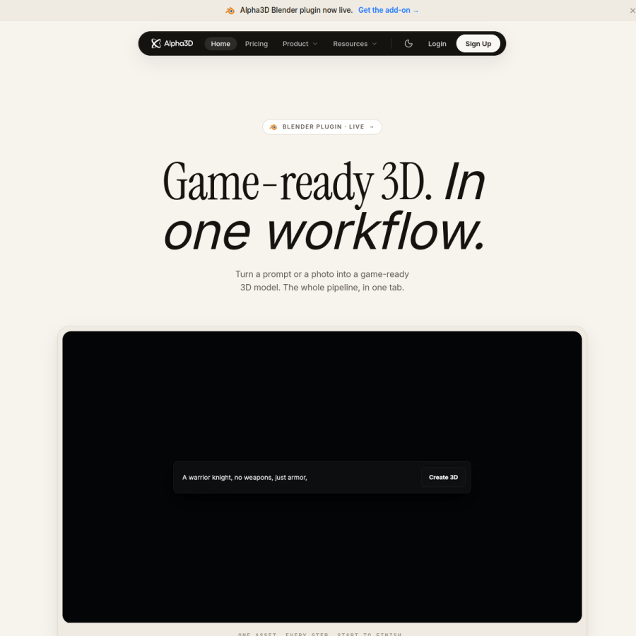 alpha3d.io homepage screenshot
