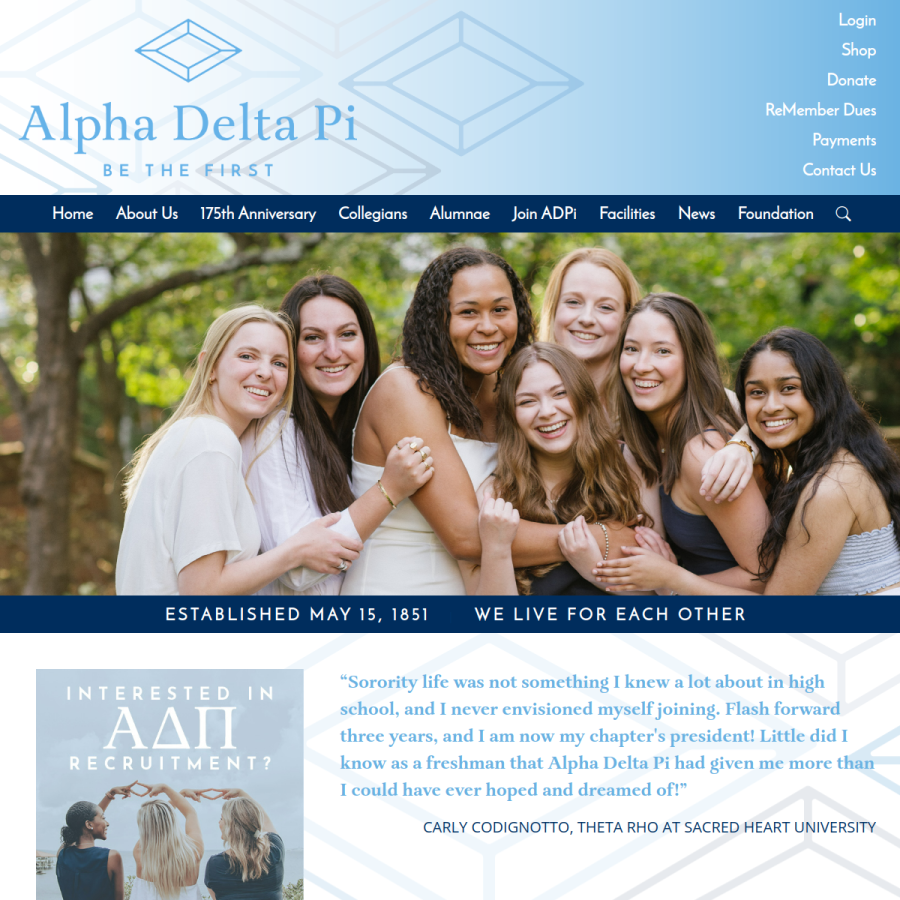 alphadeltapi.org homepage screenshot