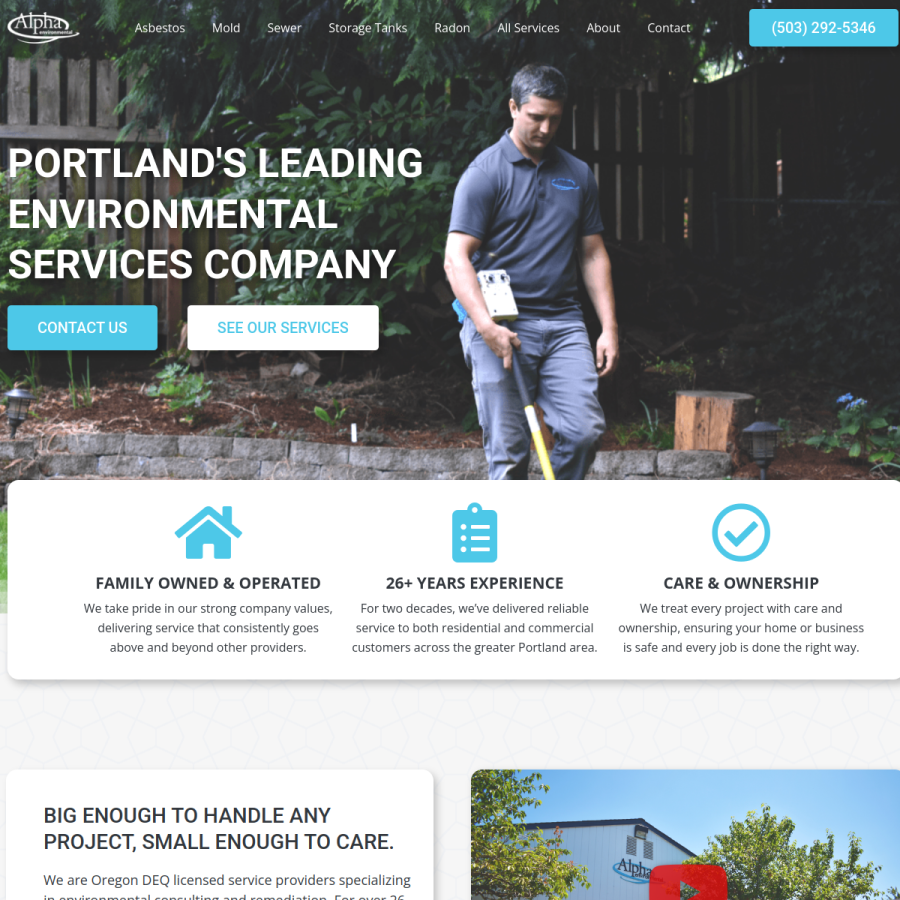 alphaenvironmental.net homepage screenshot