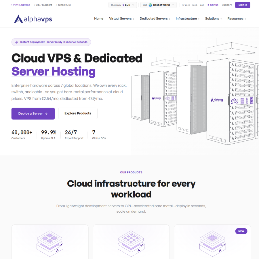 alphavps.com homepage screenshot