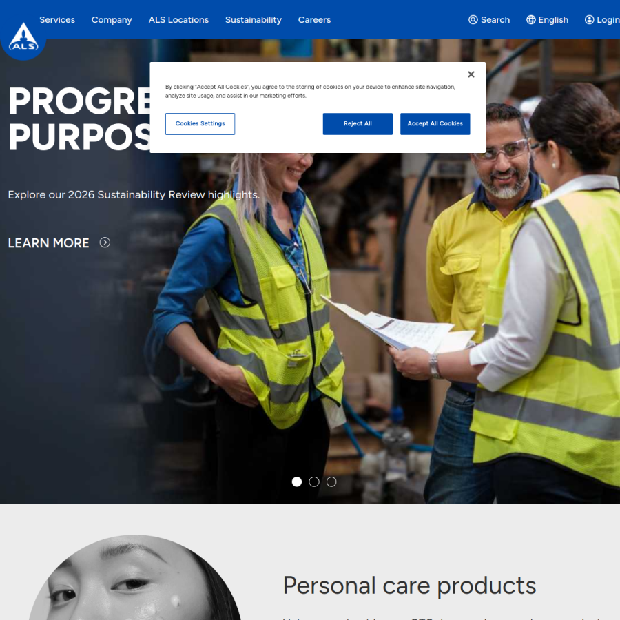 alsglobal.com homepage screenshot