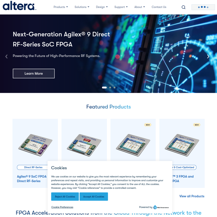altera.com homepage screenshot