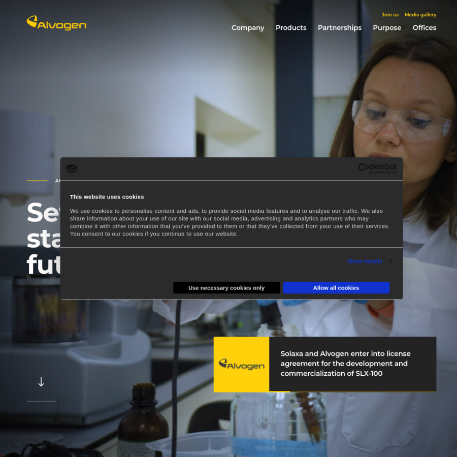 alvogen.com homepage screenshot