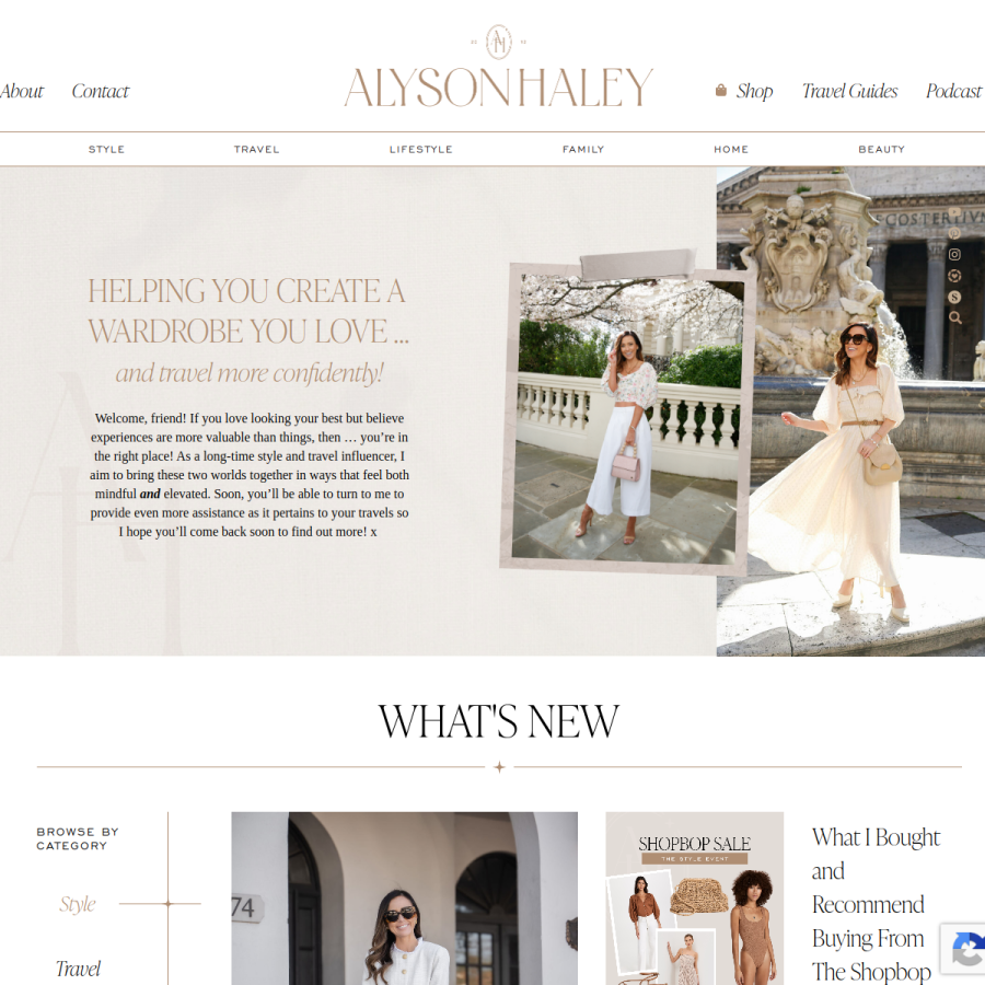 alysonhaley.com homepage screenshot