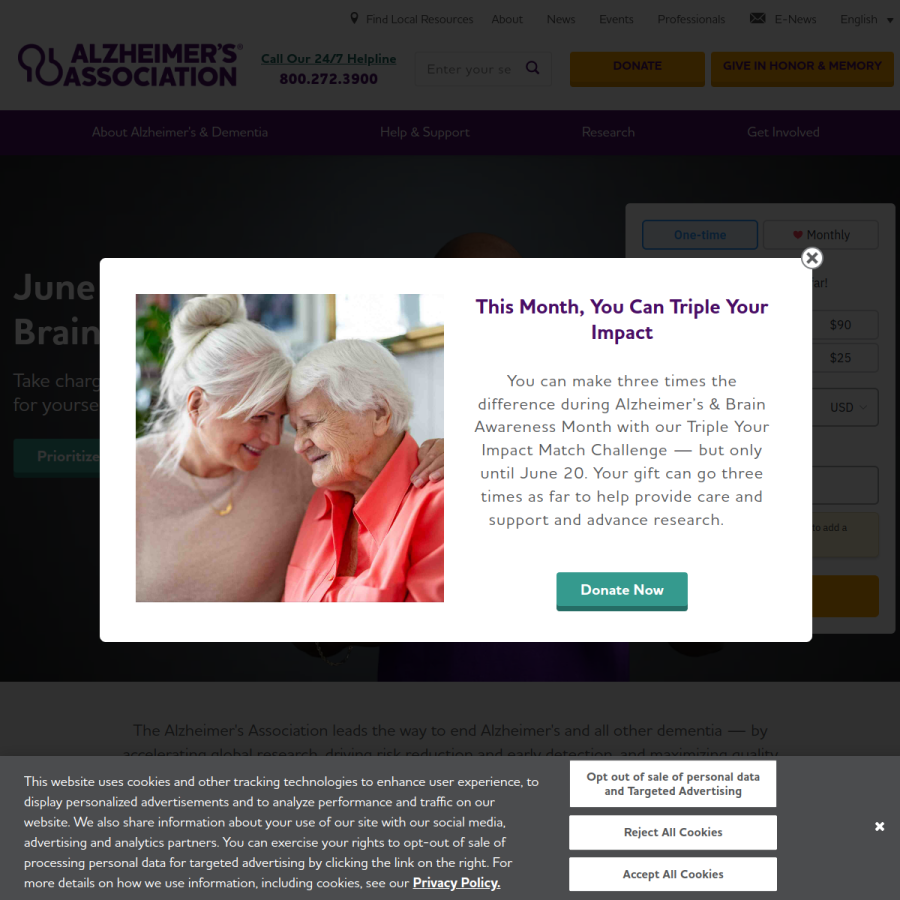 alz.org homepage screenshot