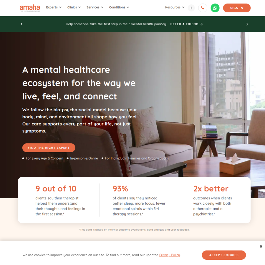 amahahealth.com homepage screenshot