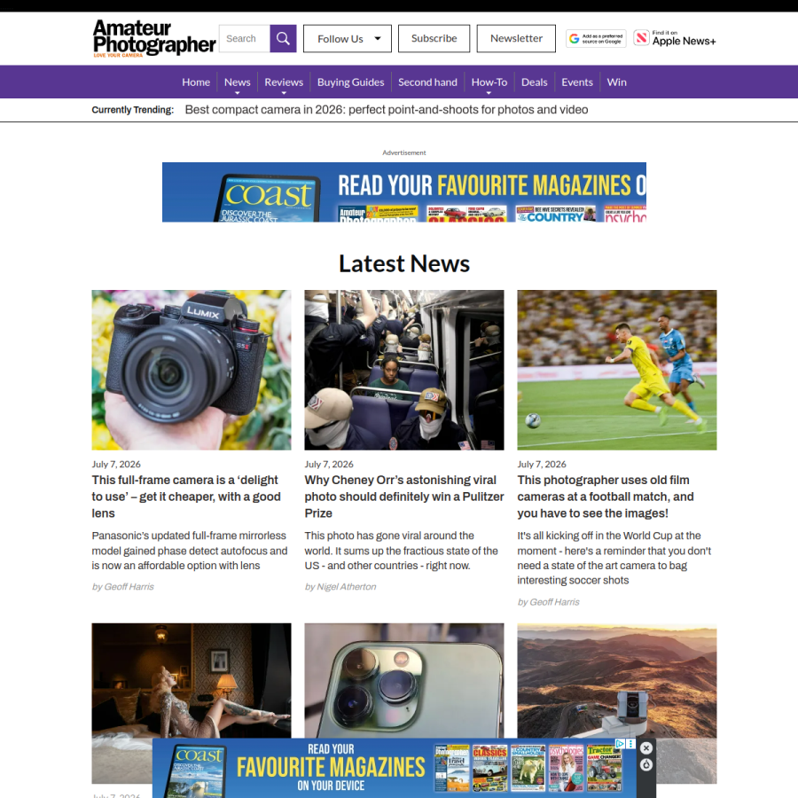 amateurphotographer.com homepage screenshot