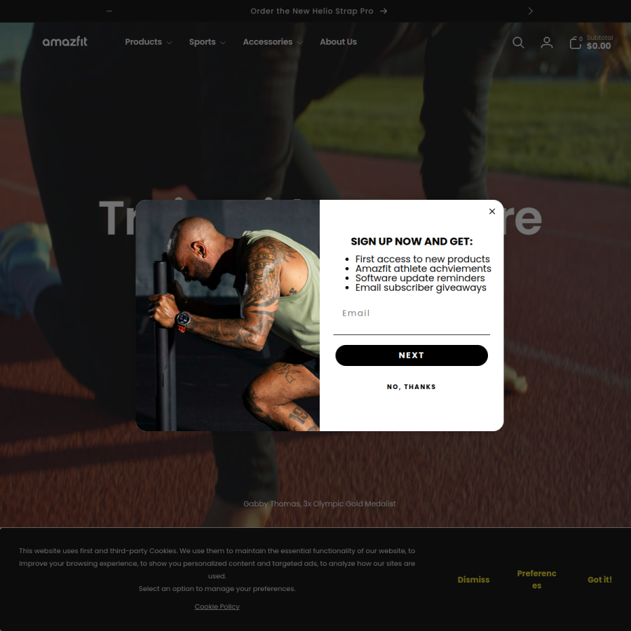 amazfit.com homepage screenshot