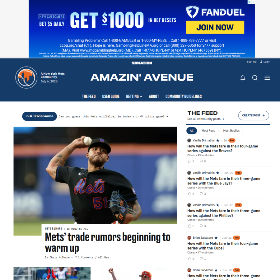 amazinavenue.com homepage screenshot