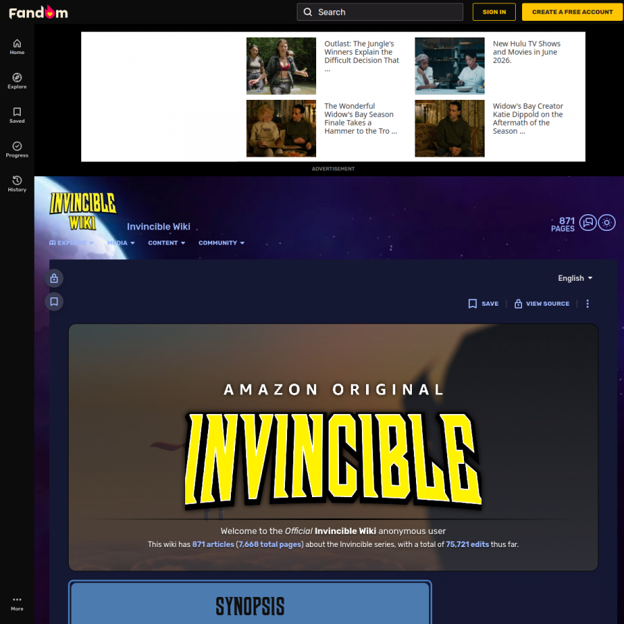 amazon-invincible.fandom.com homepage screenshot