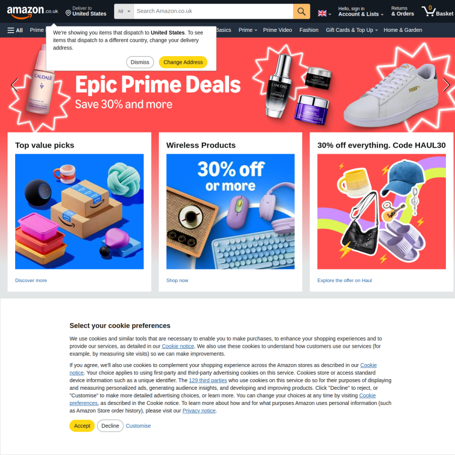 amazon.co.uk homepage screenshot
