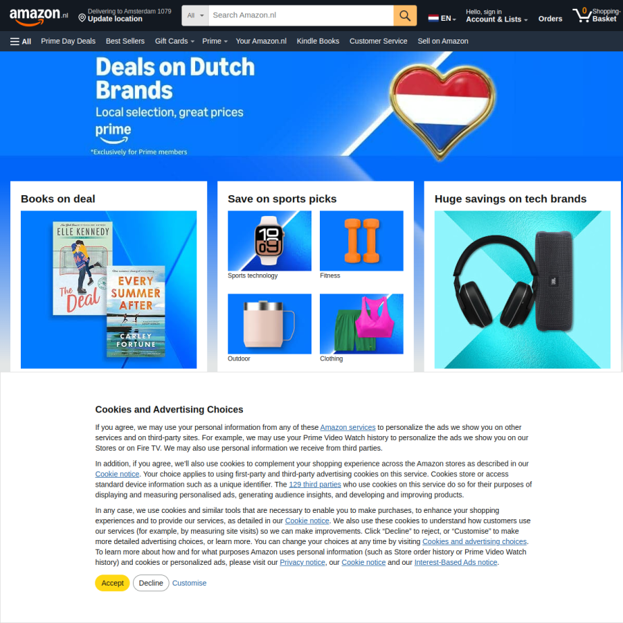 amazon.nl homepage screenshot