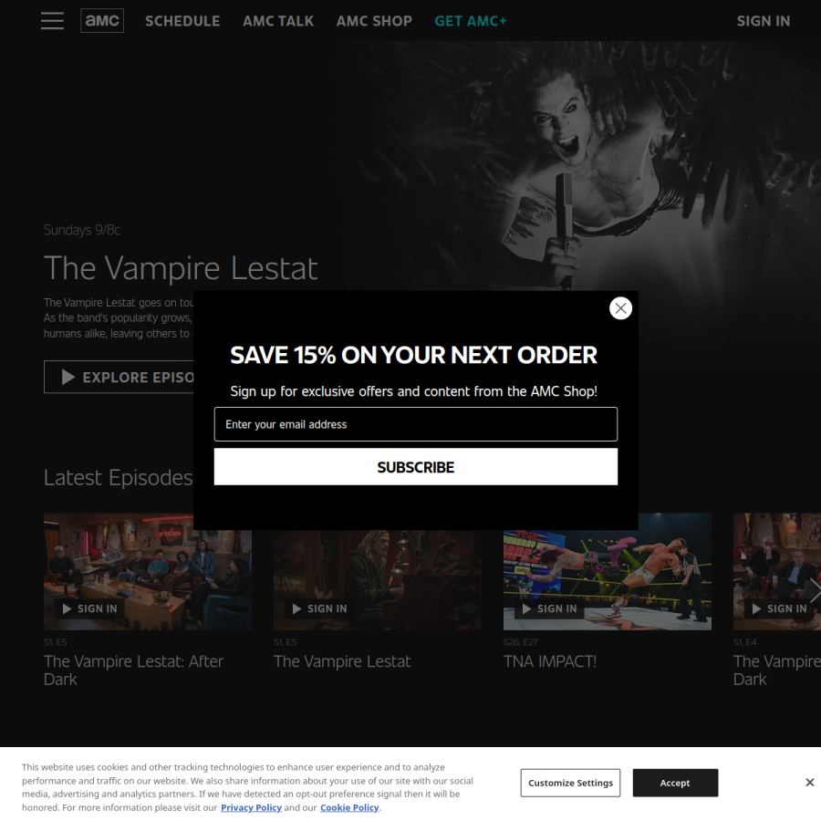 amc.com homepage screenshot